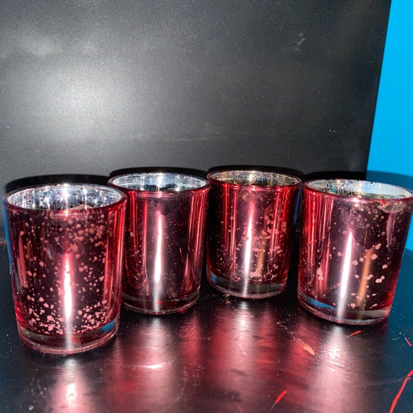 4 Hot Pink Speckled Mini Candle Votives with Brand New Unscented Votive Candles - Picture 2 of 4